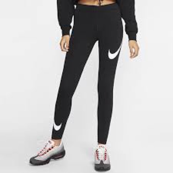 Nike Logo Slim Fit Mid-Rise Leggings - Picture 1 of 8